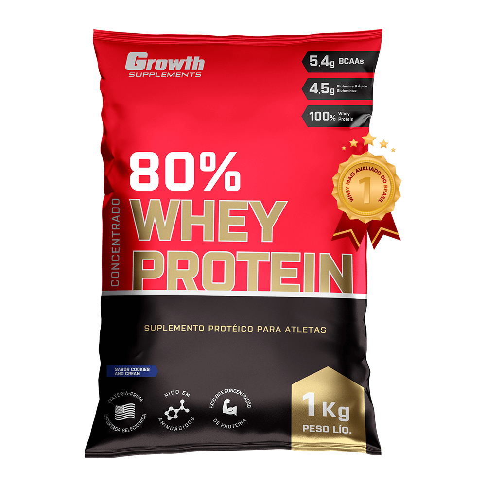Whey Protein Concentrado 80% (1KG) - GROWTH SUPPLEMENTS - Vegashop