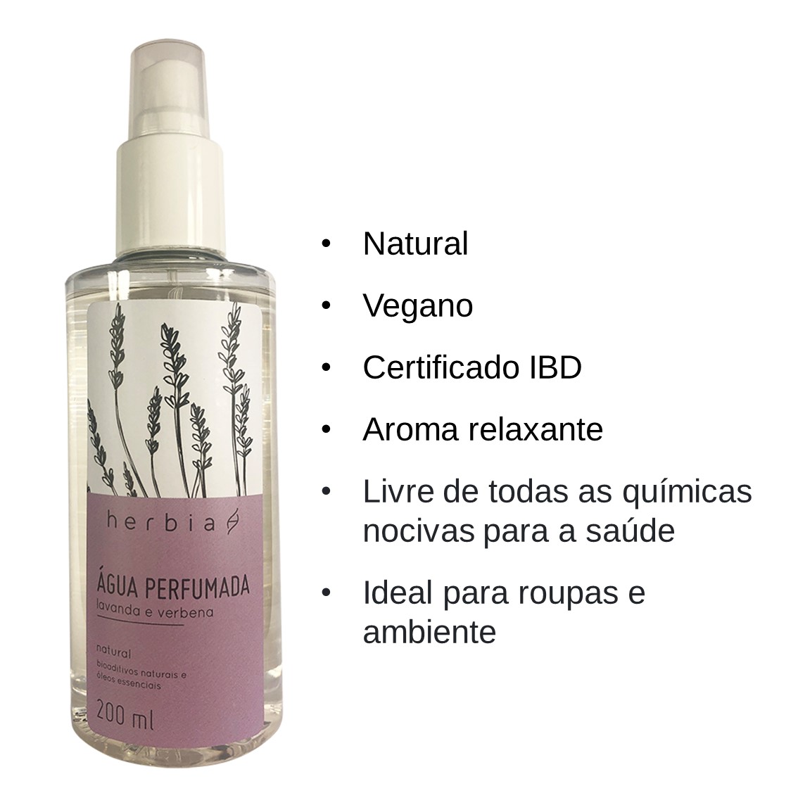 Beneficios_Agua_perfumada_Lavanda Água Perfumada Orgânica Lavanda e Verbena Branca – 200 mL Herbia - Imagem 3