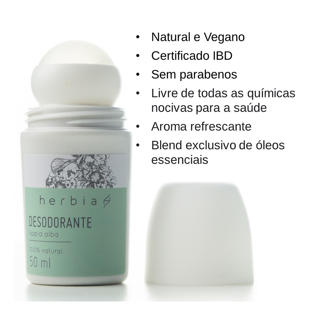 Desodorante Natural Vegano Roll-on Líppia Alba Herbia - 50ml Beneficios Desodorante Lippia