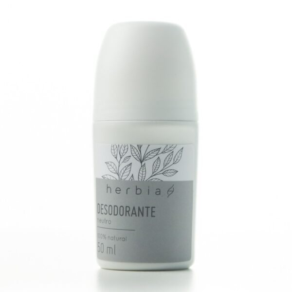 Desodorante Natural Vegano Roll-on Neutro Sem Perfume Herbia - 50ml