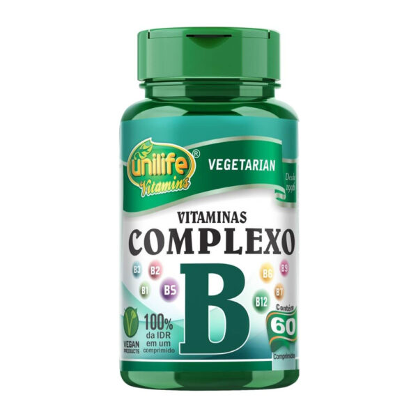 Vitaminas complexo B (B1, B2, B3, B5, B6, B7, B9, B12) Unilife 60 comp 500mg