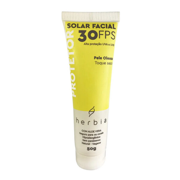 Protetor Solar Facial Natural Vegano para Pele Oleosa – 50 g Herbia
