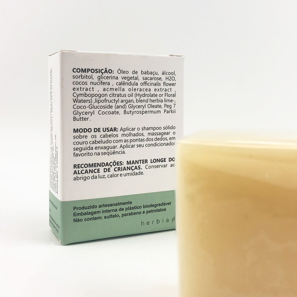 sha003 Shampoo Sólido Fortalecedor Lippia Alba Vegano – 100 g HERBIA - Imagem 3