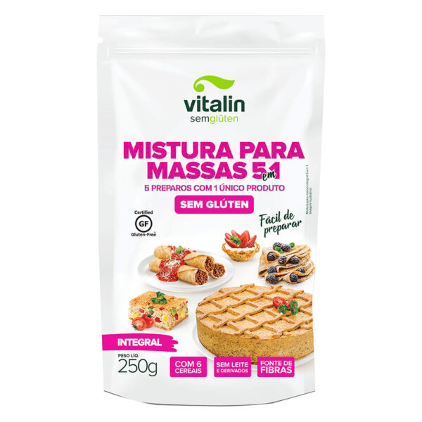 Mistura para massas 5 em 1 sem gluten vegana