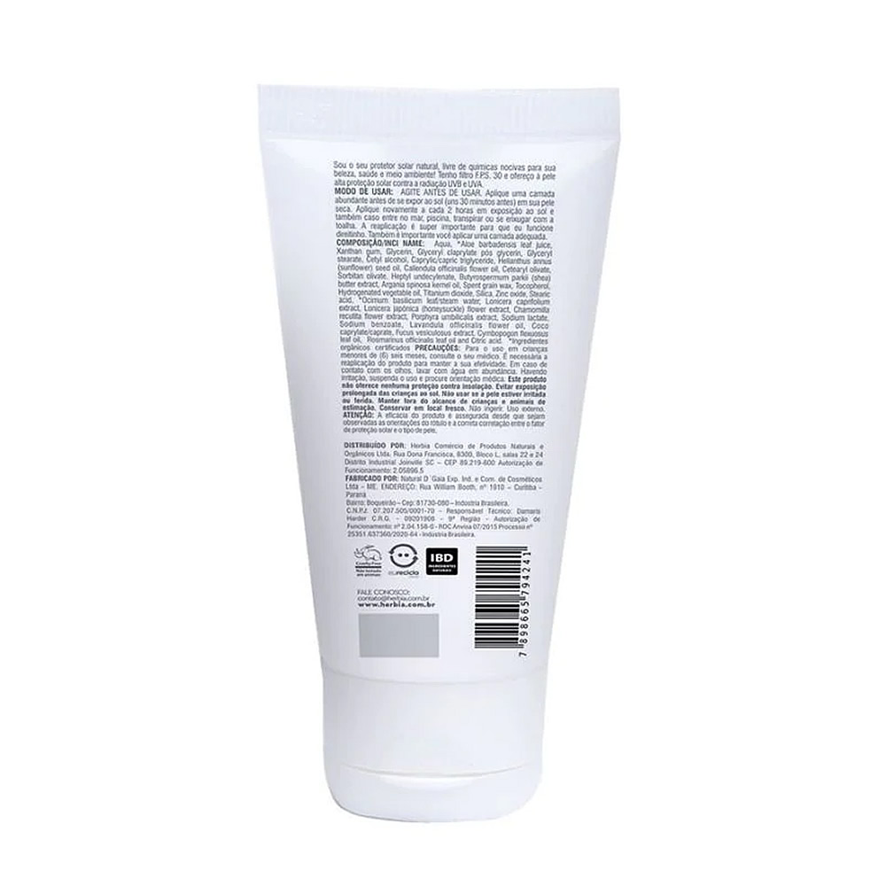 004-seca Protetor Solar Facial Natural Vegano para Pele Mista ou Seca – 50 g Herbia - Imagem 5
