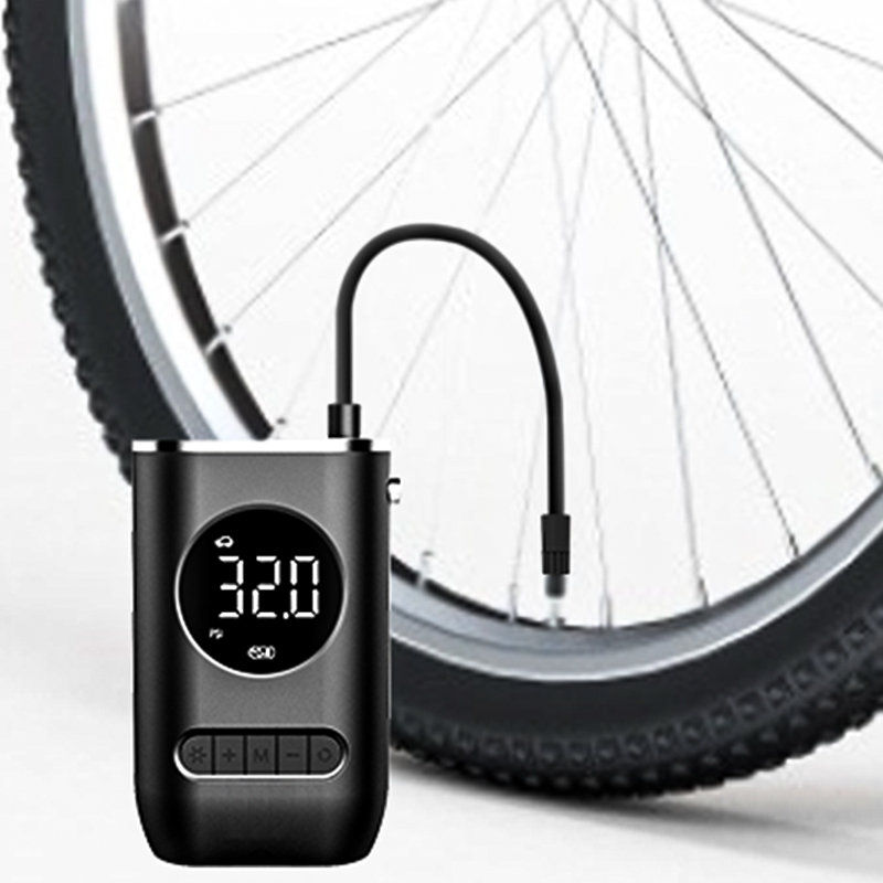 Bomba-de-ar-para-inflar-ve-culos-compressor-el-trico-mini-port-til-sem-fio-com Calibrador Compressor Digital Portátil Sem Fio Pneu Carro Bike - Imagem 3