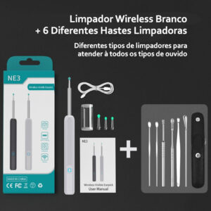 Limpador de ouvidos wireless com câmera