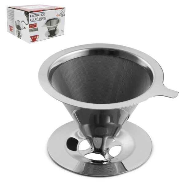 Filtro Coador de Café Inox com Base Sem Uso de Papel
